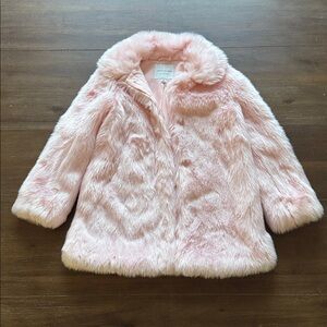 New with tag Size 7 to 8 Janie and Jack FAUX FUR COAT in pink